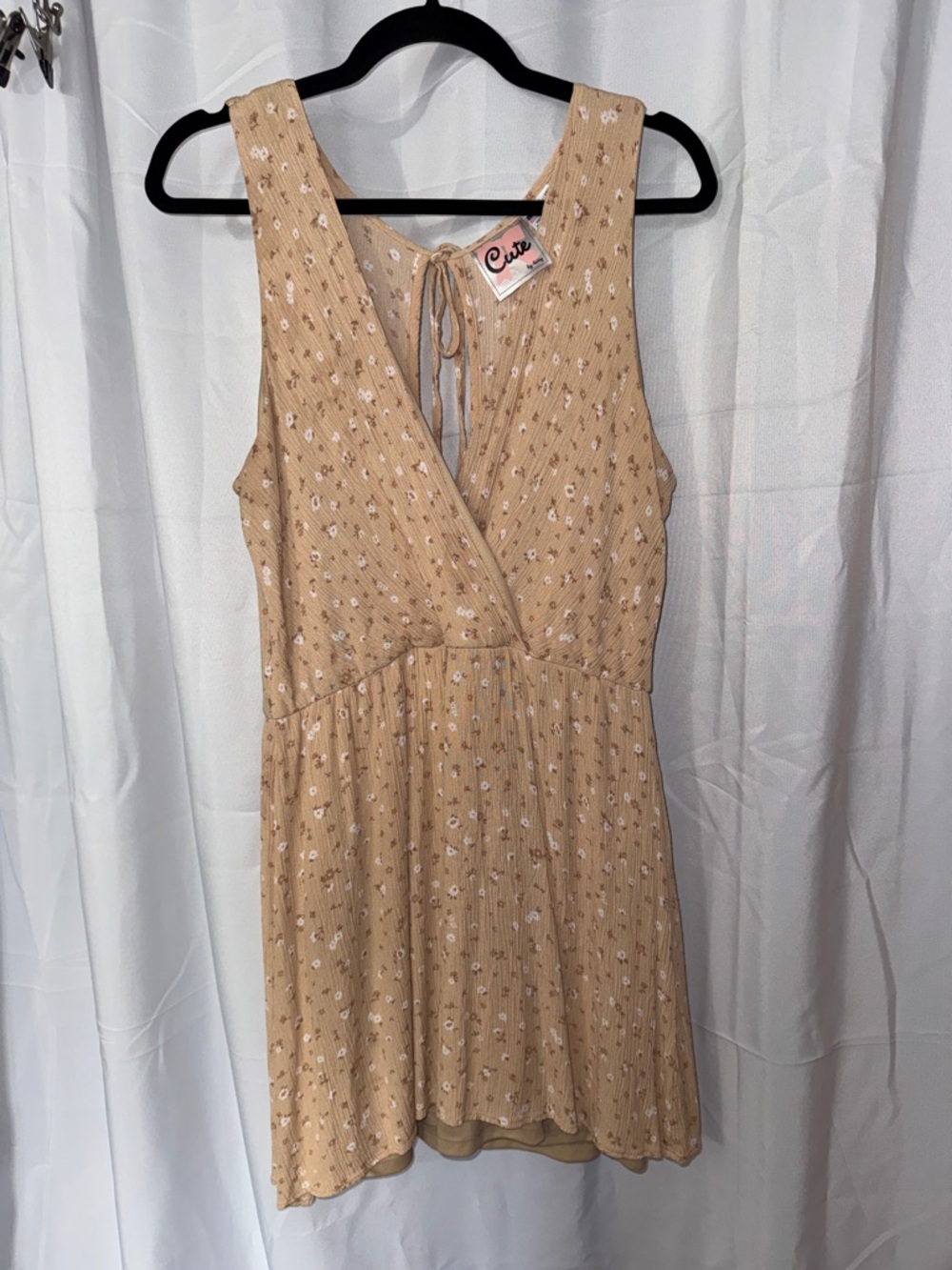 Daisy Tan Floral Tie-Back V-Neck Mini Dress
